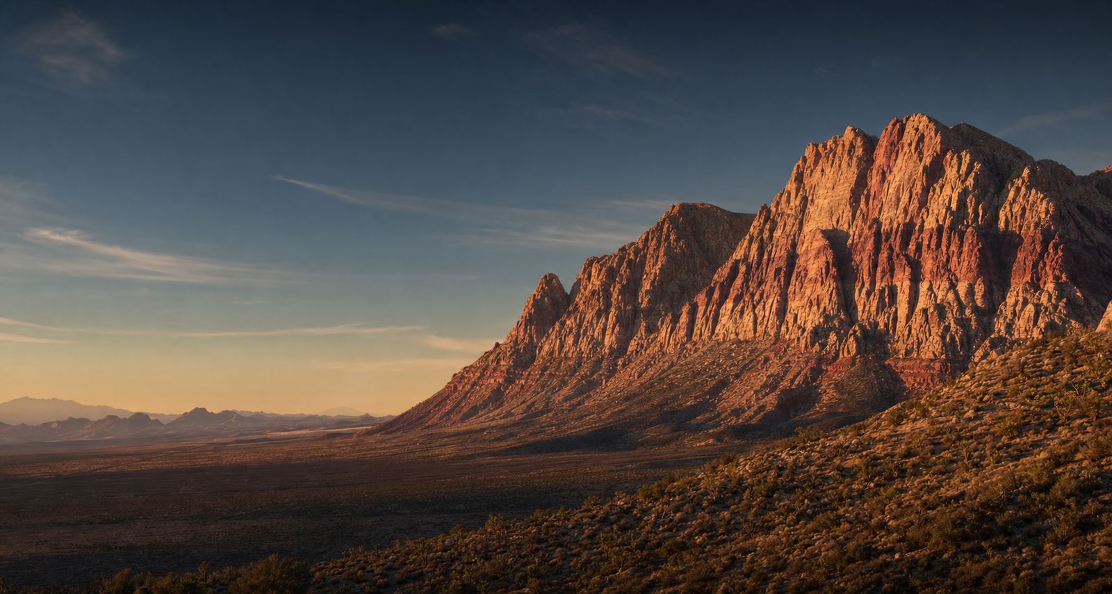 Red Rock Canyon peaks near Las Vegas at golden hour